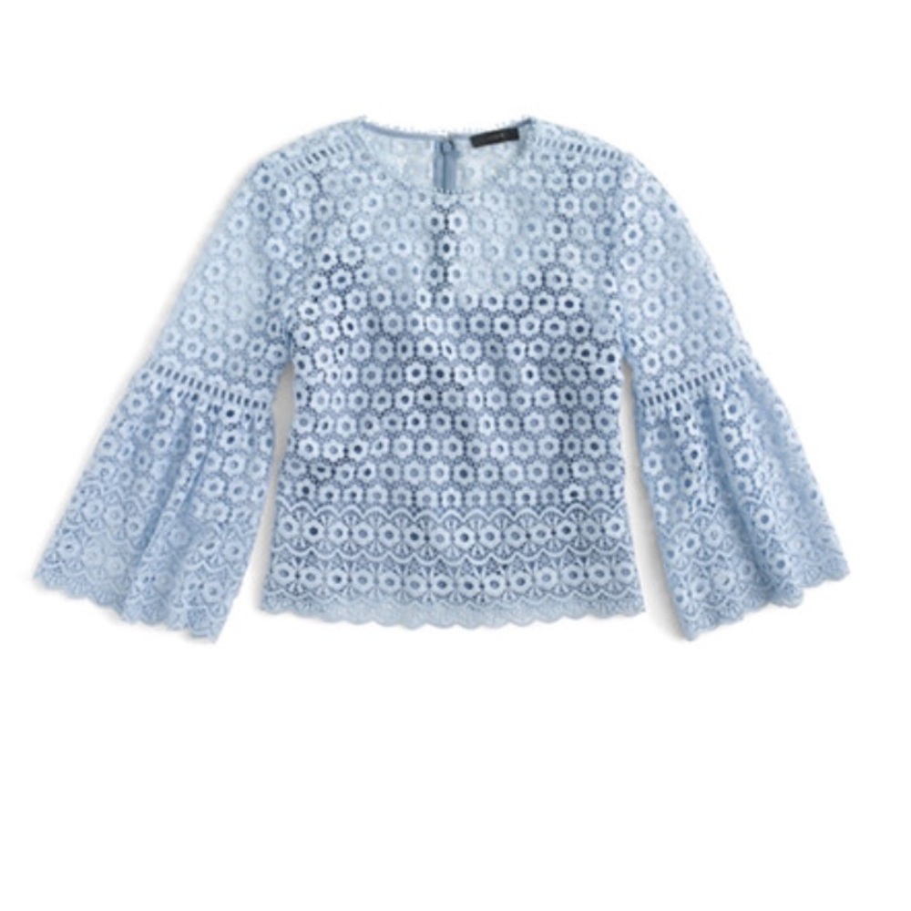 NWOT J.Crew Blue Daisylace bell-sleeve top